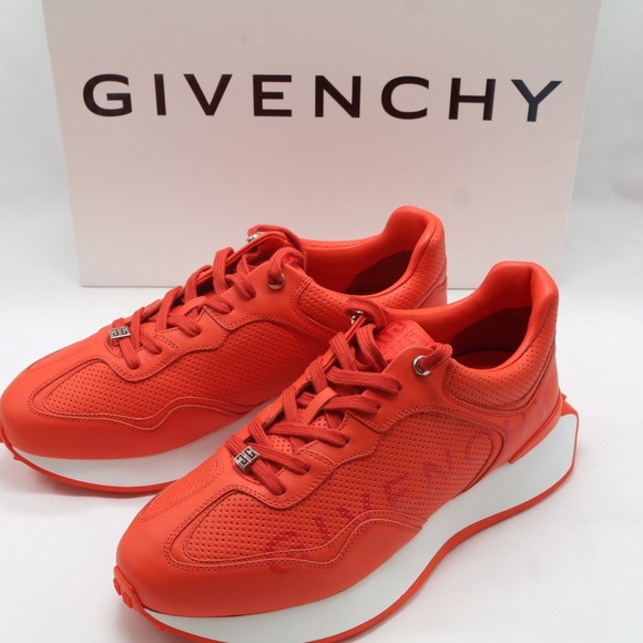 GIVENCHY Men's Giv Runner Leather Low-top Logo Sneakers In Orange - Picture 5 of 7